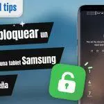 Pantalla bloqueada del teléfono Samsung; instrucciones sobre cómo desbloquear con contraseña.