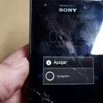 Pantalla rota del Sony Xperia que muestra la opción 