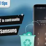 La pantalla de bloqueo del teléfono Samsung muestra un fallo de reconocimiento facial. Instrucciones de desbloqueo en español.