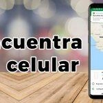 Smartphone con rastreo de ubicación para encontrar un teléfono robado. Superposición de texto: 